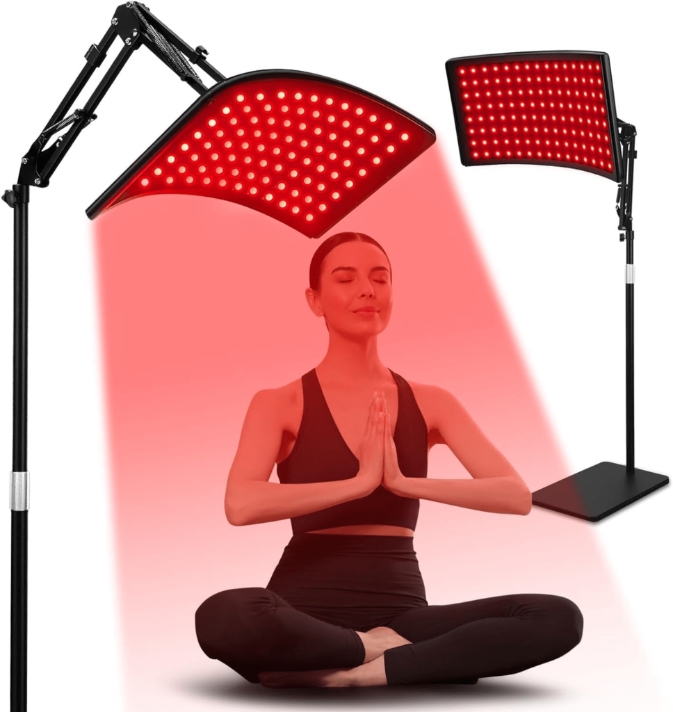 red light therapy lamp on stand